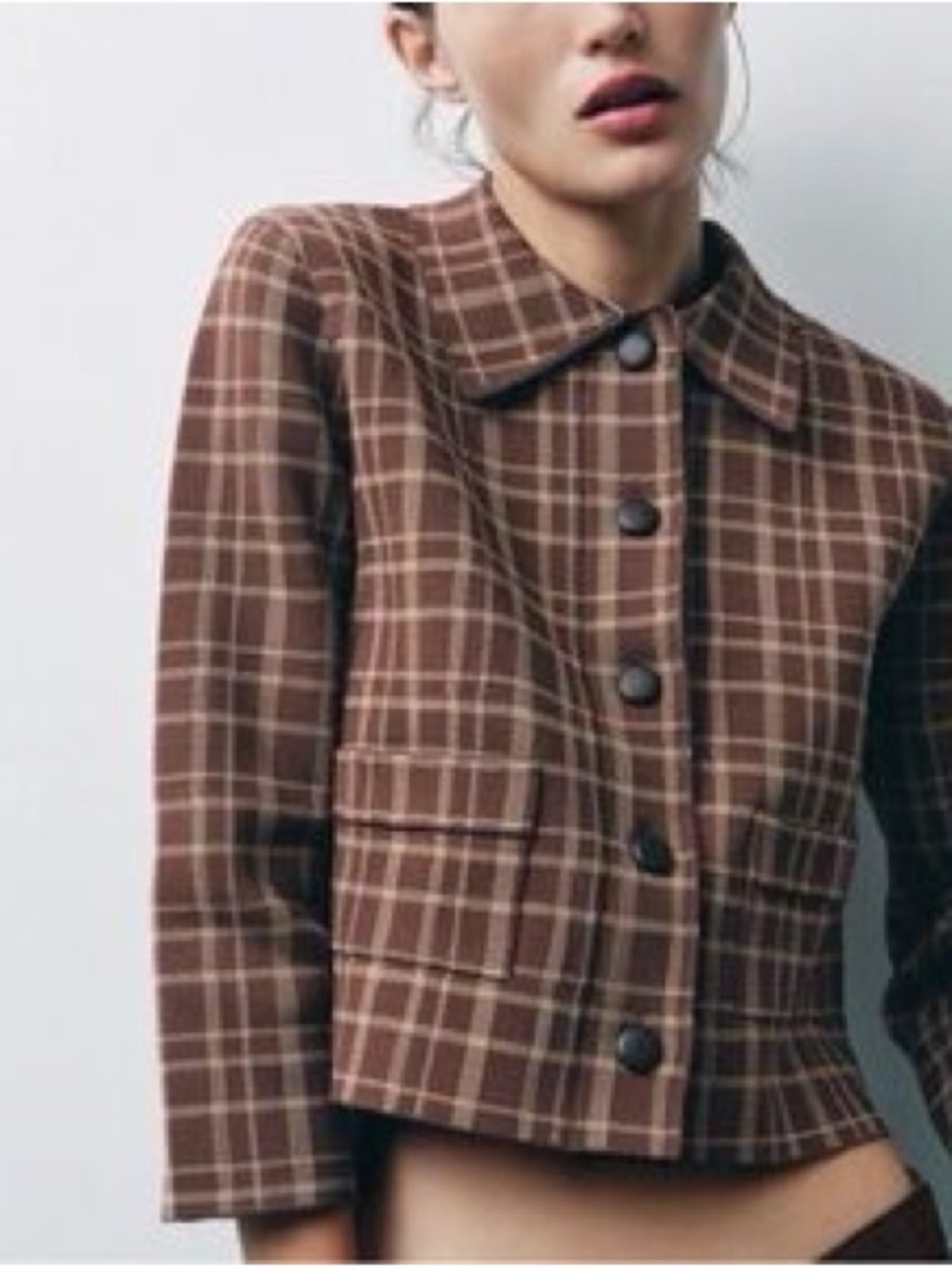 Zara Cropped Plaid Jacket – Size M